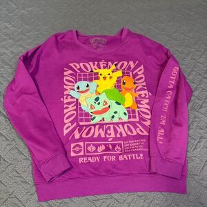 Pokemon Graphic Crewneck with sleeve print Women's Size Large